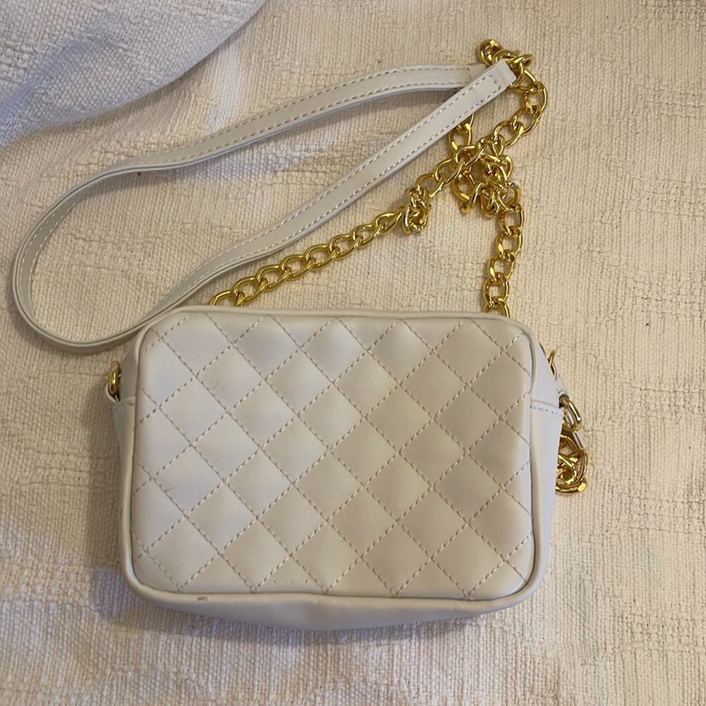 IMAN - white, link chain mini leather crossbody- EUC - Picture 2 of 6
